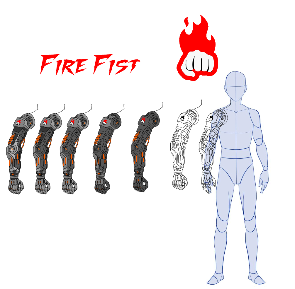 Fire Fist — worked from line art through to a finished palette.