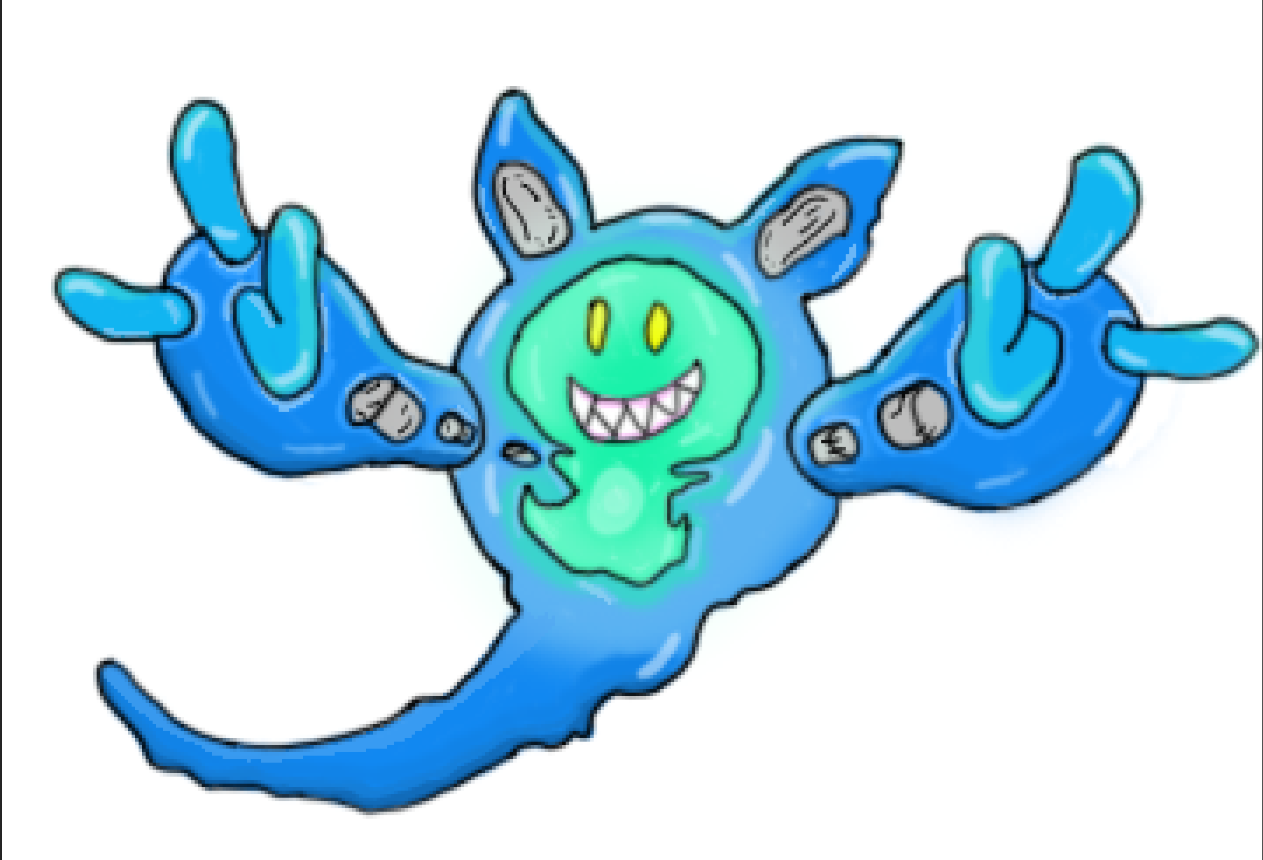 A blob character — the first flat sketch.