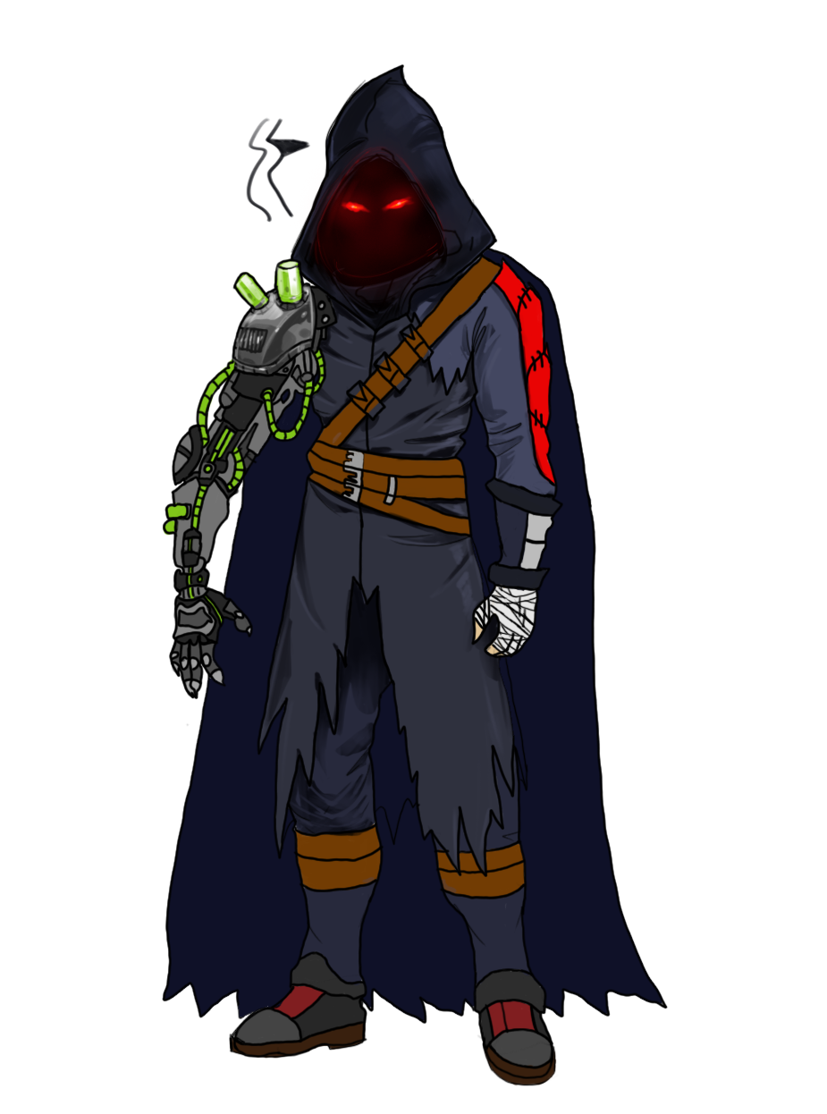 Final render of a separate character, built around a cybernetic arm.