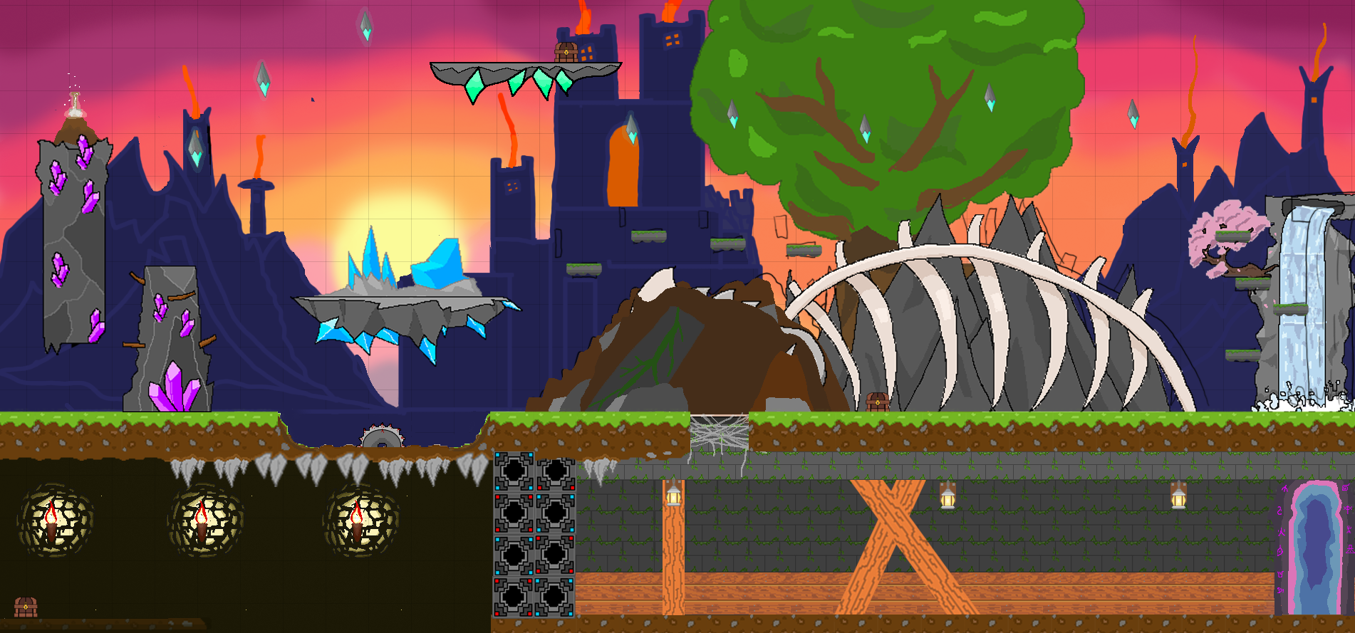 The final level design, in colour.