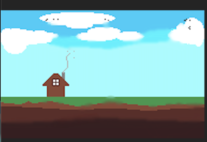 Pixel-art title screen.