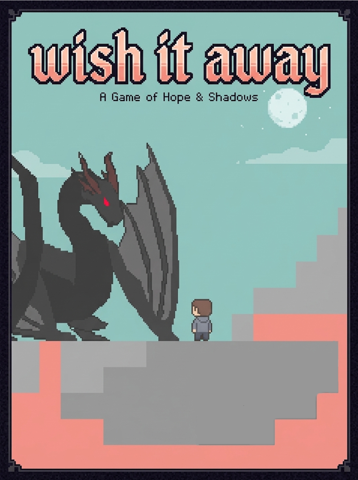 Cover art: a boy stands before a black dragon beneath a full moon