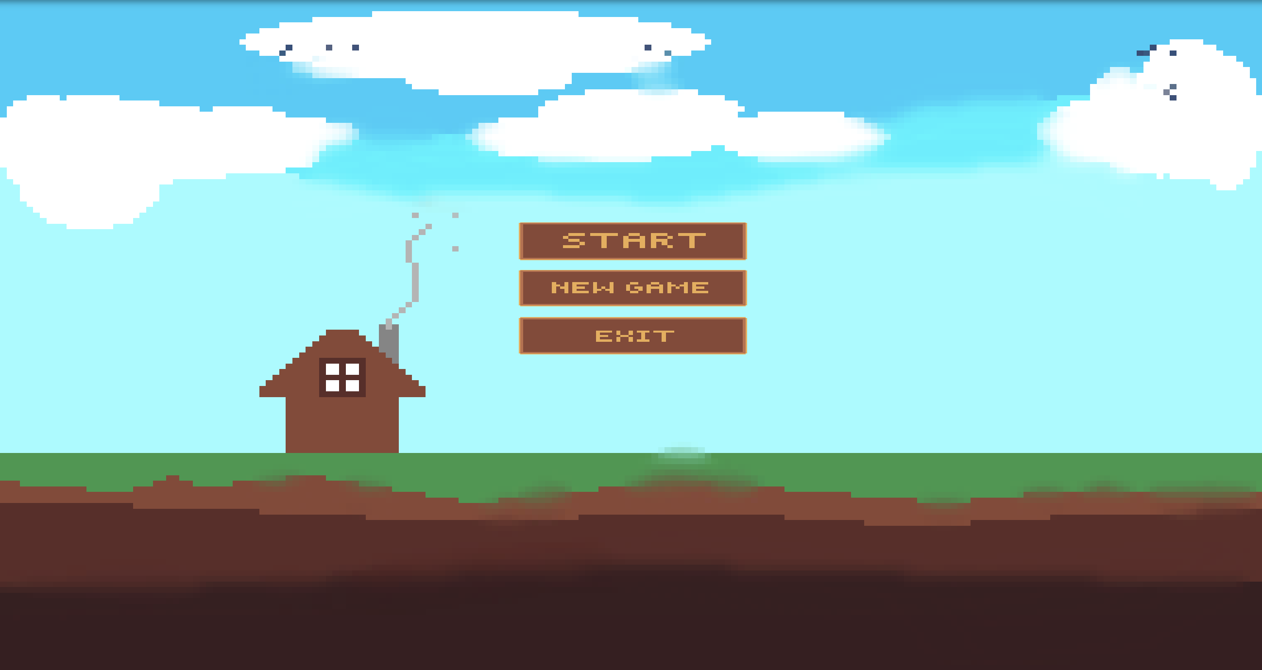 Title screen — pixel art, medieval, deliberately uncluttered.